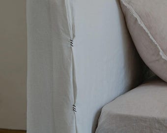 Linen Headboard Cover – Custom Slipcover for Headboard or Footboard, All Sizes & Colors