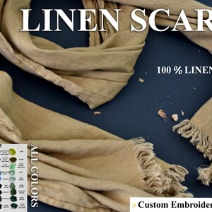 100% Natural Soft LINEN SCARF, Linen scarves, unisex scarf, gift Christmas, present for Christmas, Scarf for Women & Men