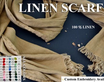 100% Natural Soft LINEN SCARF, Linen scarves, unisex scarf, gift Christmas, present for Christmas, Scarf for Women & Men