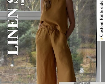 Linen pants & linen top, linen top, pants woman, linen woman clothing, gift for christmas, linen clothing, linen pants