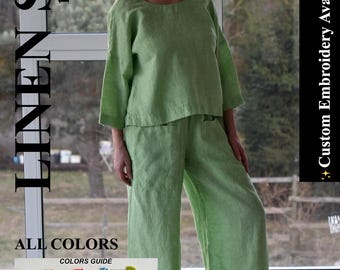 Linen Culottes & Top / set woman / linen pants set linen top/ pajama woman clothing / linen pant woman linen clothing/ linen top / culottes