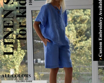 Linen set SHORTS & TOP for kids / top kids / shorts kids / kids linen shorts and top / linen clothing for kids