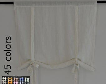 CURTAINS LINEN blind, Linen Cafe Curtains, French Country Living Room, Farmhouse Curtain, Kitchen Valance, Swedish Style, tie up curtain