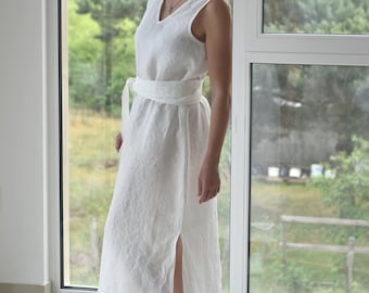 LINEN DRESS, cocktail dress, white dress, long dress, linen dress, maxi dress, wide dress, oversize dress, loose