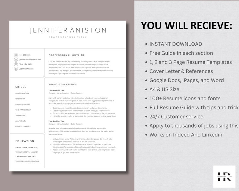 Clean Resume Template Google Docs, Word & Pages, Minimalist Executive