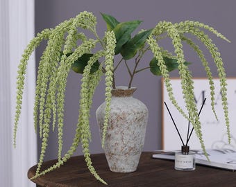 92 cm konstgjord amarant hängande blomsterstjälk, konstgjord tuppkam för bröllopsdekoration, lång hängande ranka för hemblommor