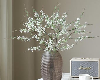 Konstgjord snöpilgren, konstgjord spirea-silkesblomma för hög vas, grönska med lång stjälk för bröllopsdekor, minimalistisk mittpunkt i hemmet