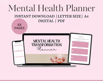Mental Health Digital Planner Self Care Organizer for Wellness & Happiness Transformation