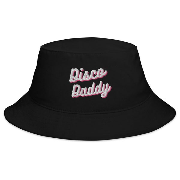 Disco Daddy Bucket Hat For Raves Black Bucket Hat For Festival Accessory Rave Hat Funny Rave Hat Gift For Raver Accessory For Rave Outfit