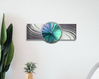 Einzigartige Wanduhr – großes modernes silbernes Kunstdekor, abstrakte Metallkunst, minimalistische Legierung, zeitgenössischer Wandbehang