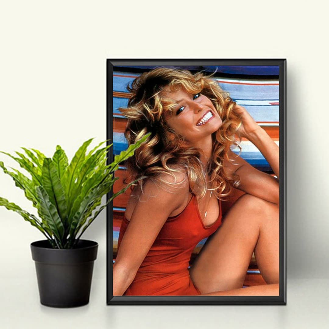 Farrah Fawcett Red Swimsuit Poster Wall Art Home Decor Etsy