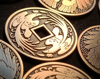 Phoenix Coin, metal copper decorative charm