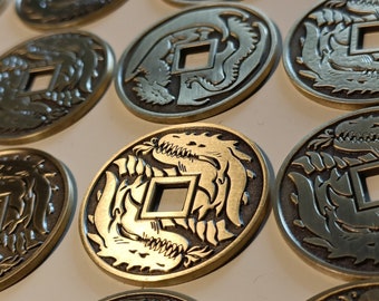 Ancient Dragon Coin, metal copper decorative charm