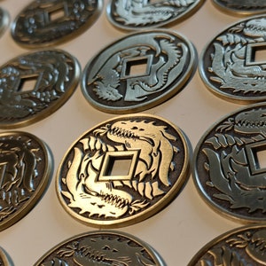 Ancient Dragon Coin, metal zinc alloy decorative charm
