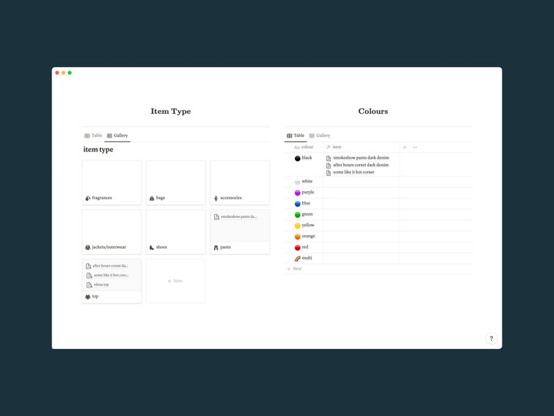 Notion Closet Shopping Wish List Notion Template Aesthetic Notion