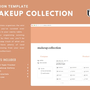 kolekcja makijażu notion szablon notion | estetyczny szablon notion | organizer makijażu | lista życzeń dotyczących makijażu