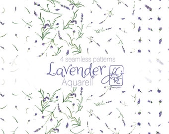 Lavender Seamless Pattern | Lavender flower watercolor pattern fabric design, repeat tile, surface pattern purple flower commercial license