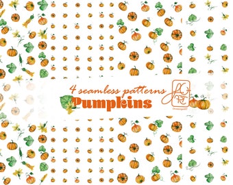 Pumpkins Seamless Pattern | Pumpkin Vegetables autumn pattern, fabric design, repeat tile, halloween, surface pattern, commercial license