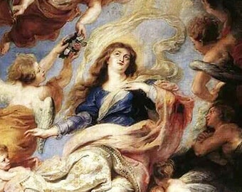 アクリル画　ファンデルパーレの聖母のアレンジ　手描き ファン・エイク【ファン・デル・パーレの聖母子】 - 手描き 絵画