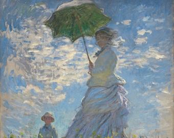クロード・モネ「日傘をさす女性」右向き、1886年、印象派、高品質