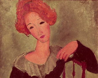 アメデオ・モディリアーニ 赤毛の女 1917年 美術館品質のロールド油絵