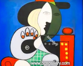 パブロ・ピカソ「時計をする女性」1932年 手描き油彩複製画 キュビズム