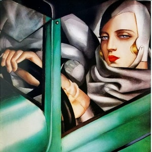 Tamara de Lempicka - Tamara In The Green Bugatti Autorretrato 1929 Reproducción al óleo pintada a mano autorretrato de elegancia y poder