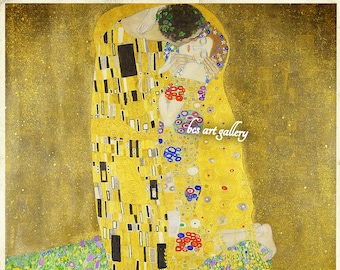 【廃盤品レア/ 新品未使用】Gustav Klimt 接吻 絵画 絵画 世界の名画シリーズ 額縁付 グスタフ・クリムト 「接吻