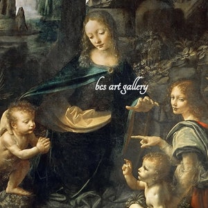 Leonardo da Vinci Virgin of the Rocks (Louvre) 1483 Hand Painted oil reproduction Leonardo art in Louvre personalized gifts