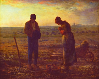 Jean-François Millet The Angelus 1857 L'Angélus Museum Quality Hand Painted oil reproduction quiet contemplation prayer spiritual reverence