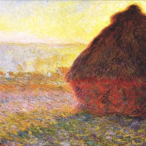 クロード・モネ作「積み藁」（1890-1891年）、印象派、手描き油彩複製