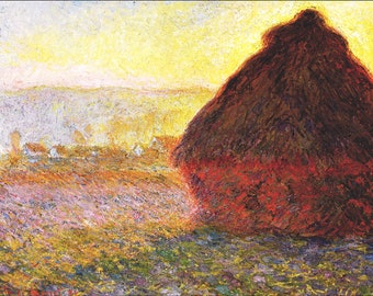 クロード・モネ「麦の山」1890-1891年、印象派、手描き油絵複製 - Etsy