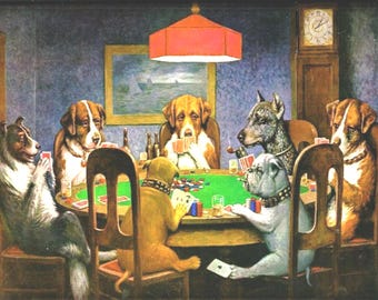 Cassius Marcellus Coolidge A Friend in Need 1903 Hand-Painted Oil Reproduction Dog lover Kitsch Style Dogs Playing Poker