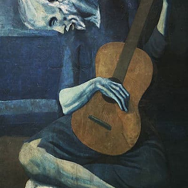 De oude gitarist Pablo Picasso 1903 Handgeschilderde oliereproductie Picasso Blue Period