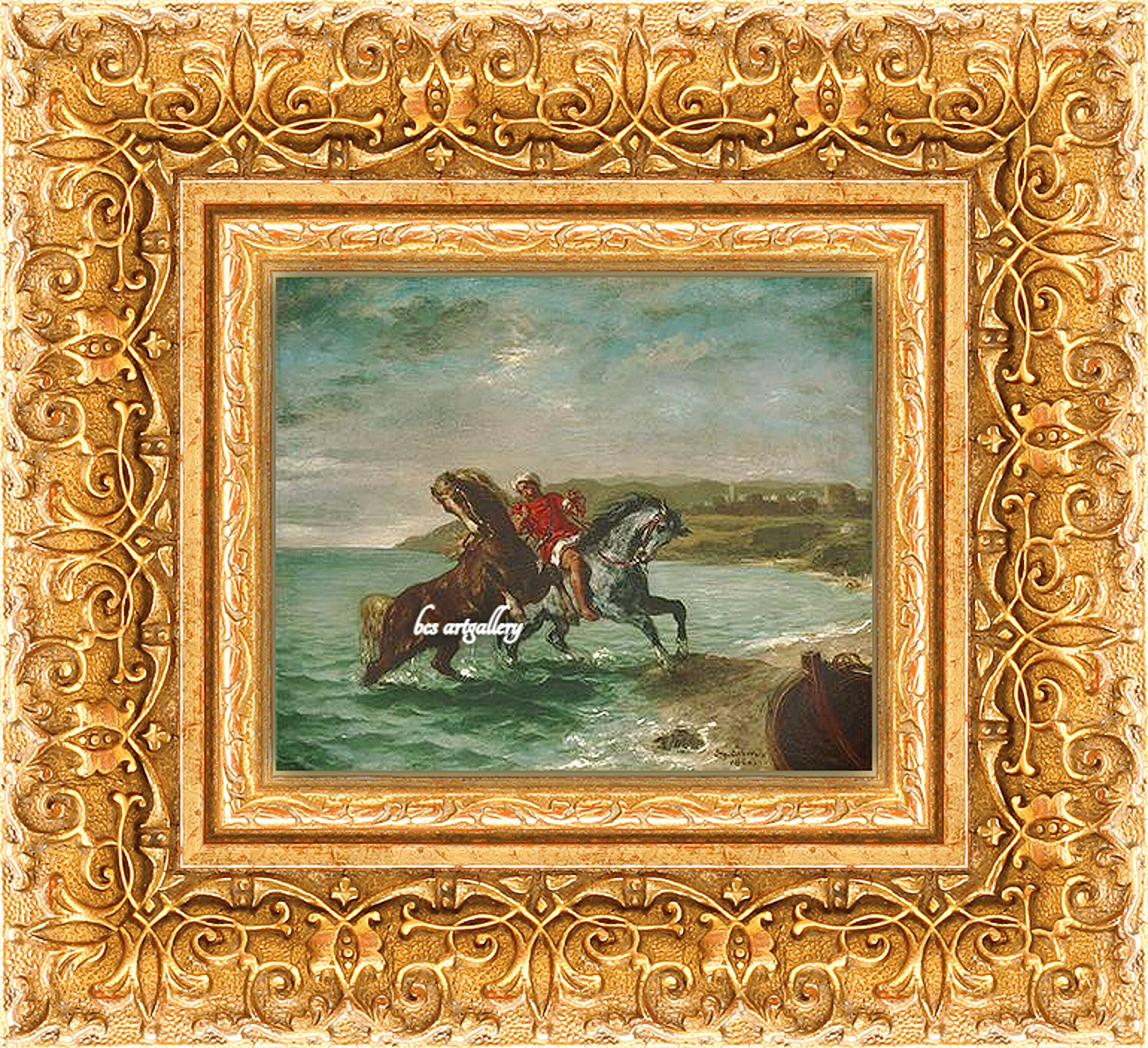 ウジェーヌ・ドラクロワ 海を離れる馬 1860年 手描き油絵複製