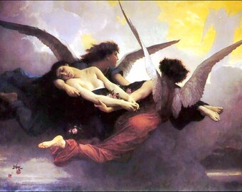ウィリアム＝アドルフ・ブーグロー作「天使と聖母」90x120cm 手作り