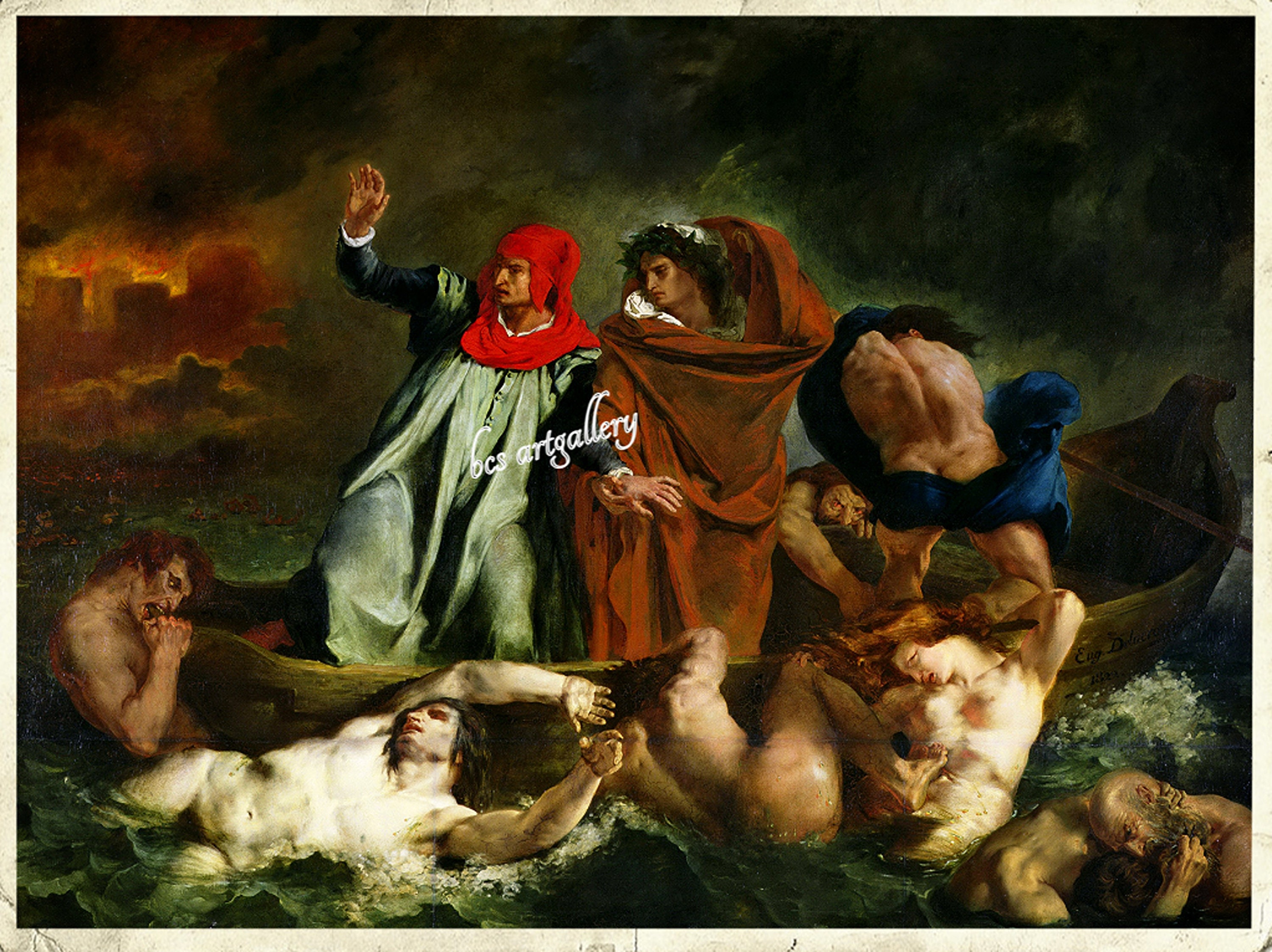 Oil Reproduction | the Barque of Dante by Eugène Delacroix