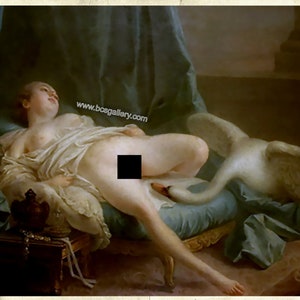 François Boucher - Leda and the Swan 1740 Museum Quality Hand Painted oil reproduction Boucher Romantic Rococo