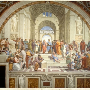 Raphael The School of Athens 1509 Hand Painted Oil Reproduction Plato Aristotle Socrates Leonardo Michelangelo featured Vatican City