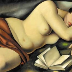 Tamara de Lempicka Nu couché au livre 1927 Museum Quality hand painted oil reproduction Lempicka Art Deco