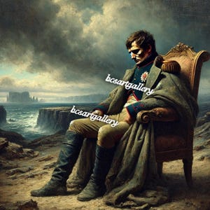 Final Exile Defeated Napoleon on St. Helena original oil painting on canvas 100% Hand-Painted Bonaparte after Waterloo just me art