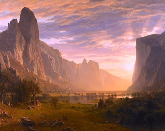 アルバート・ビアスタットのヨセミテ渓谷を見下ろす カリフォルニア