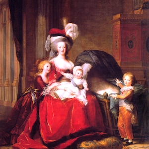 Elizabeth Vigee Le Brun - Marie Antoinette and her Children 1787 Hand Painted Oil Reproduction Queen of France art in Palace of Versailles