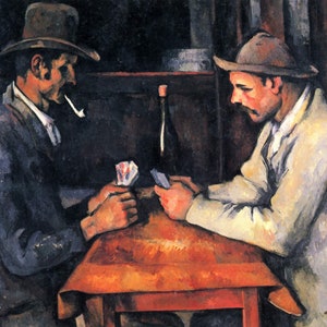 Paul Cezanne - Die Kartenspieler 1892 (Katar Version) Museum Qualität Handgemalte Öl Reproduktion Post Impressionistisches Kultiges Meisterwerk