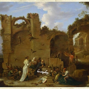 Tentación de San Antonio David Teniers el Joven Reproducción al óleo pintada a mano con calidad de museo Arte del siglo XVII