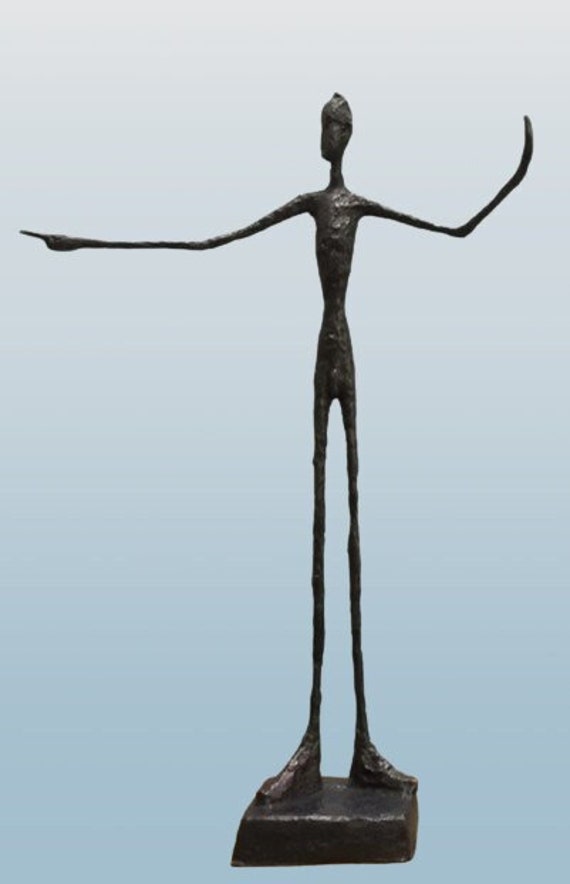 シュールな指差し男のブロンズ彫刻ブロンズ複製スティックマン