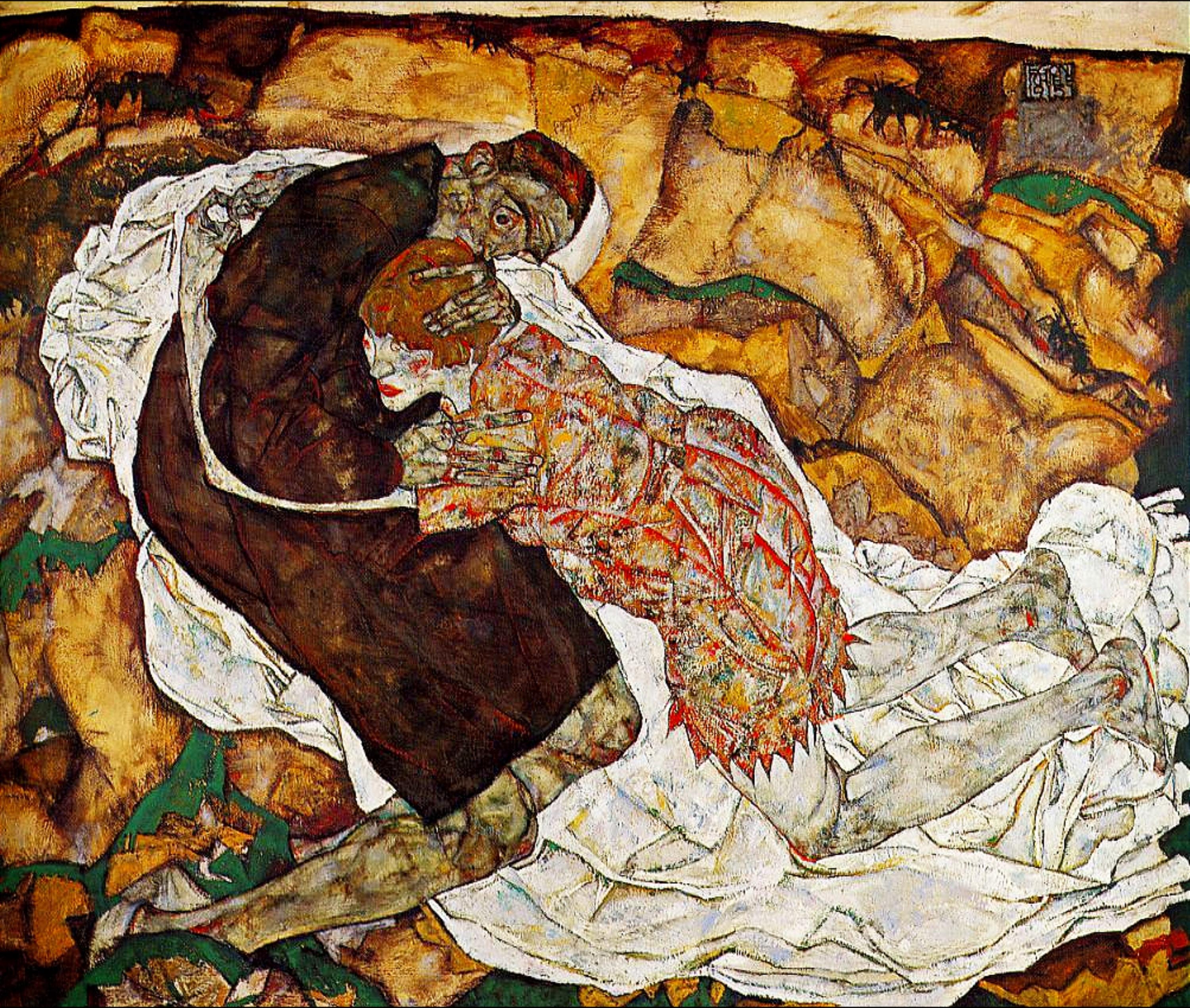 エゴンシーレ エゴン・シーレ 限定 エゴン・シーレ「死と乙女」1915年手描き油絵複製画、シーレ表現主義