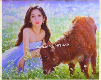 Original Farmland in Spring Painting Asian Beauty Oil Painting on canvas 100% Hand Painted