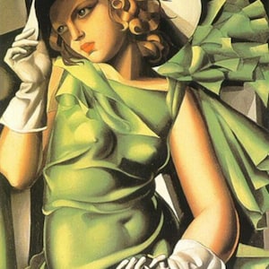 Tamara de Lempicka - Jeune Fille Aux Gants (Girl with Gloves) 1930 hand painted oil painting reproduction,Art Deco