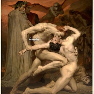 Dante and Virgil in Hell William-Adolphe Bouguereau 1850 Hand Painted oil reproduction Bouguereau Divine Comedy in Musée d&#39;Orsay